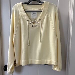 Aerie Soft Yellow Lace-Up Pullover